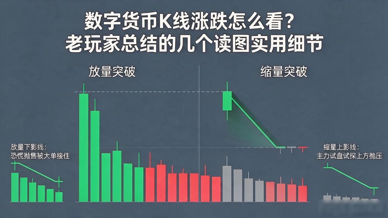数字货币圈k线图怎么看涨跌_实体长度区间位置读法_K线图影线成交量跨周期形态