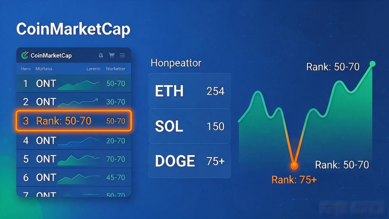 币安OKX CoinMarketCap排名对比_ont数字货币排第几_ONT最新市值排名多少
